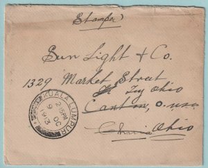 MALAYA 34 STRIP OF 3 ON 1913 COVER MAILED FROM KUALALUMPUR TO FEY OHIO - CV681