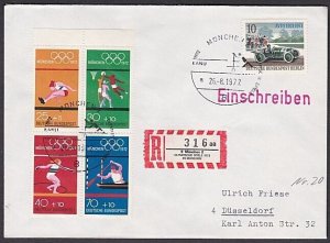 GERMANY 1972 Olympic Games cover special pmk CANOEING......................A3525