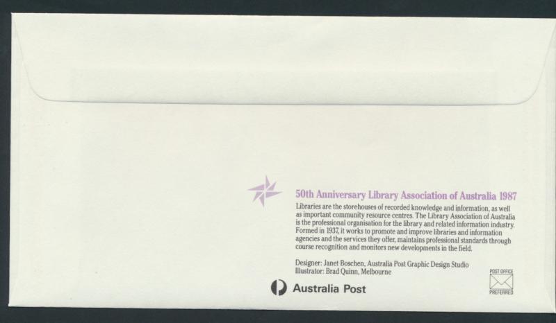 Australia PrePaid Envelope 1987 50th Anniv Library Association of Australia