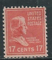 US#822 $0.17 Andrew Johnson  (MH) CV $1.00
