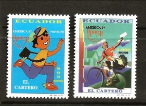 Ecuador Sc 1449-50 NH issue of 1997 - Postman