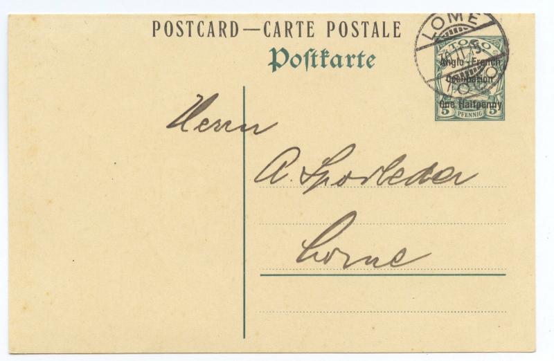 Togo 1915, British Occupation,1/2 d Postal Stationery used (philatelic)