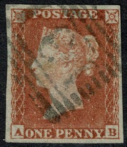 GB 1d red AB Plate 162. Fine used.