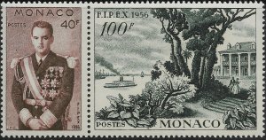 MONACO SG550,552 1956 40f,100f F.I.P.E.X. SE-TENNANT PAIR MNH