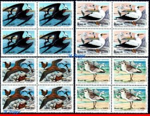 2001-04 BRAZIL 1985 WILDLIFE CONSERV., BIRDS, ABROLHOS, MI# 2122-25, BLOCK MNH
