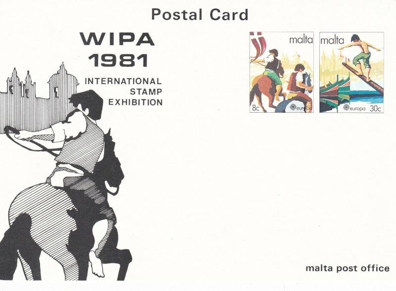 Malta Postcard WIPA 1981Stamp Exhibition Unused Mint Condition