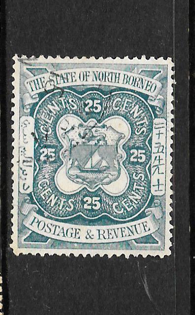 NORTH BORNEO  1894   25c  ARMS    FU      SG 81