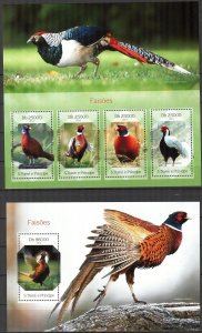 Sao Tome and Principe 2014 Birds Pheasants sheet + S/S MNH