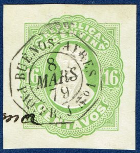 [st1595] 1879 Cut square 16 Centavos with Superb French Paquebot cancel n°1
