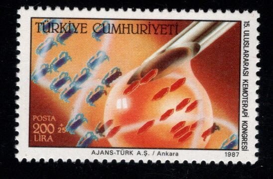 TURKEY Scott B222 MNH** 1987 Chemotherapy congress semi-postal stamp