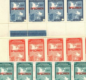 ECUADOR AIR MAIL Stamps{30} 1944 SPECIMEN 3s-10s High Values MAPS Blocks UM MB28