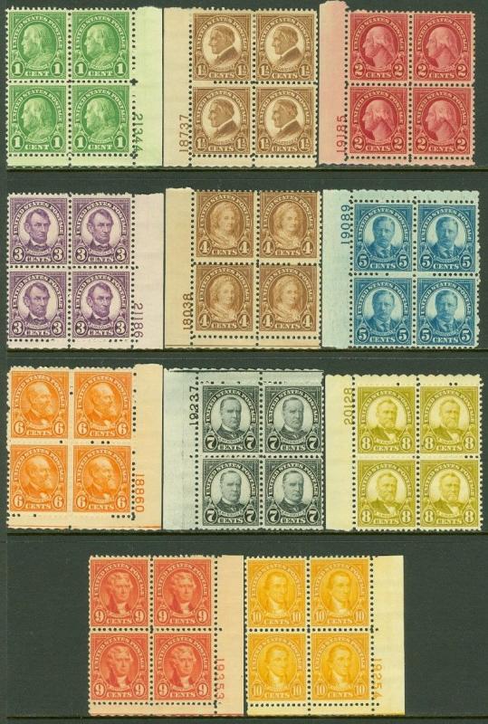 EDW1949SELL : USA 1926 Scott #632-42 P/B of 4. Many VF MNH except #633 Cat $320.