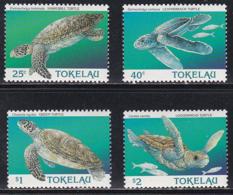 Tokelau # 217-220 & 221, Sea Turtles, Set & Souvenir Sheet, NH, 1/2 Cat.