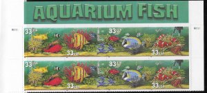 US# 3317-20b $.33   Aquarium Fish plate block of 8 (MNH)  CV  $5.20