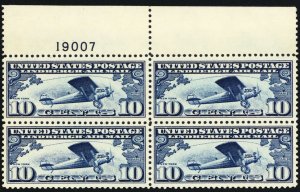 C10, Mint VF NH 10¢ Block of Four With PL#  CV $50.00