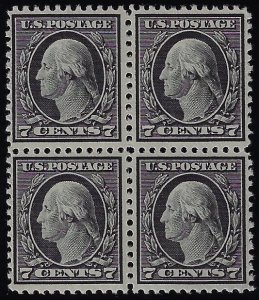 Scott #507 - $220.00 – VF-OG-NH – Select mint block of four.