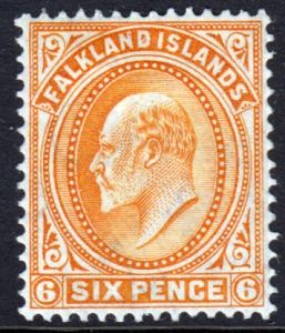 Falkland Islands KEVII 1904 6d Orange SG47 Superb Mint Hinged