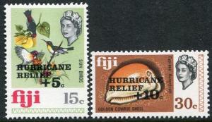 Fiji 1972 Scott B5-B6 Hurricane overprints MNH