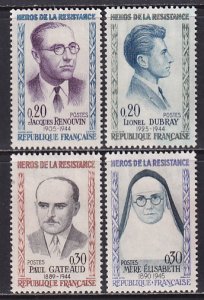 France 1961 Sc 990-3 Heroes J Renouvin L Dubray P Gateaud M Elisabeth Stamp MH