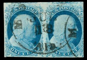 #7 Used... Pair...  SCV $275.00... VF/XF... Neat, light cancel