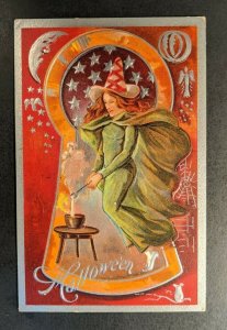 1909 Halloween Witch Embossed Illustrated Postcard Cover Pittsburgh PA