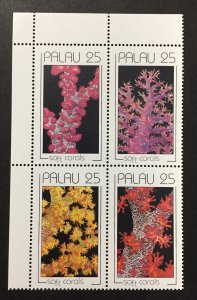 Palau 1990 #230a Block of 4, Coral, MNH.