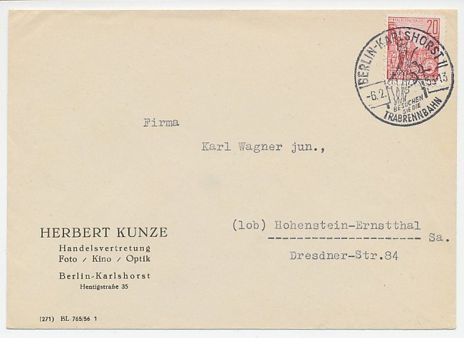 Cover / Postmark Germany / DDR 1953 Horse - Trotting course