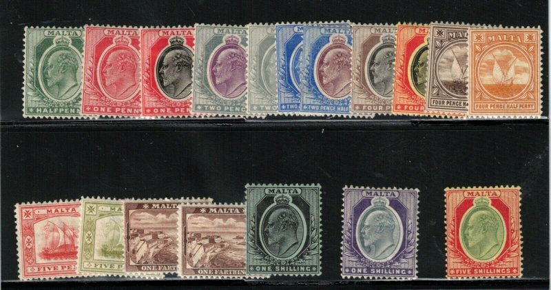 Malta #28 - #45 Mint Fine - Very Fine Original Gum Hinged Set