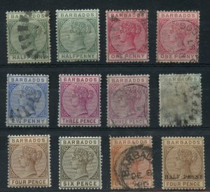 ?BARBADOS Scott #60 / 69 as shown used + mint H Cat $195+ 12 stamps