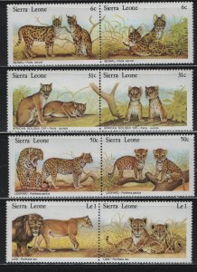 SIERRA LEONE,   497-504 MNH LIONS SET IN PAIRS