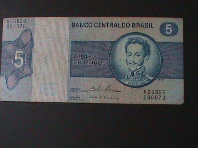 ​BRAZIL1970-CENTRAL BANK-$5 REAIS--CIRULATED NOTE-VF WE SHIP TO WORLDWIDE.