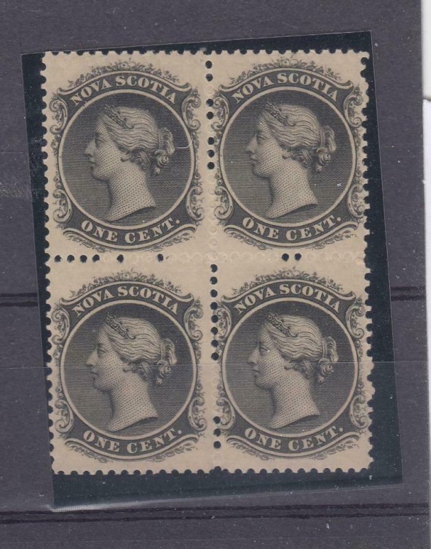 NOVA SCOTIA # 8 VF-MNH 2 MLH BLOCK OF 4 1cts BLACK CAT VALUE $120