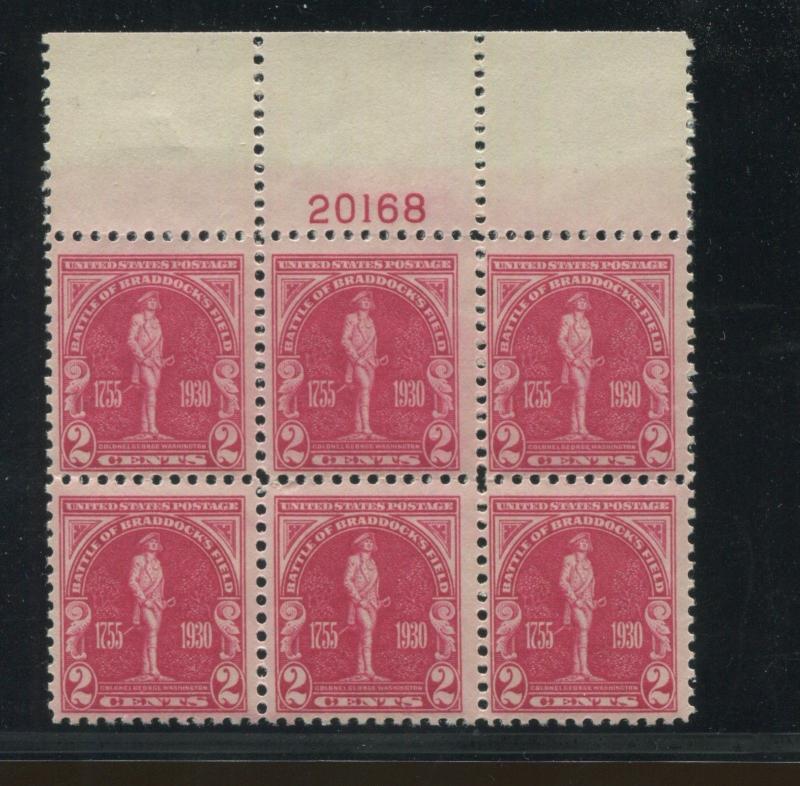 1930 US Postage Stamp #688 Mint Never Hinged Very Fine Plate No 20168 Block of 6