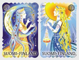 2022 Finland Goddesses Päivätär and Kuutar (2)  - Europa Issue (Scott NA) MNH