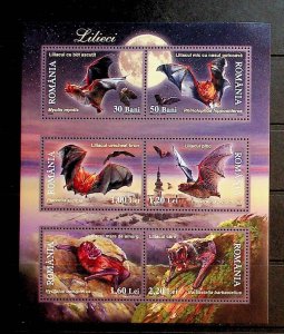 ROMANIA Sc 4863a NH SOUVENIR SHEET OF 2006 - ANIMALS - BATS