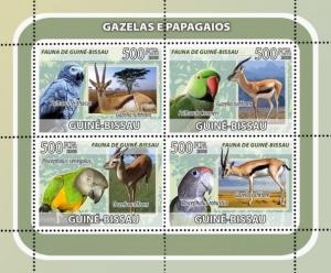 GUINEA BISSAU 2008 SHEET GAZELLES PARROTS BIRDS WILDLIFE