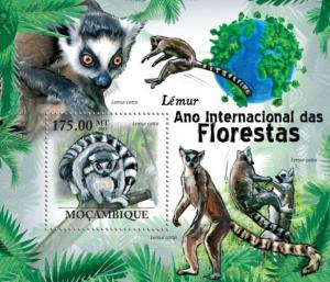 MOZAMBIQUE 2011 SHEET INTERNATIONAL YEAR OF FORESTS LEMURS WILDLIFE