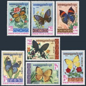 Cambodia 386-392,MNH.Michel 462-468. Butterflies 1983.
