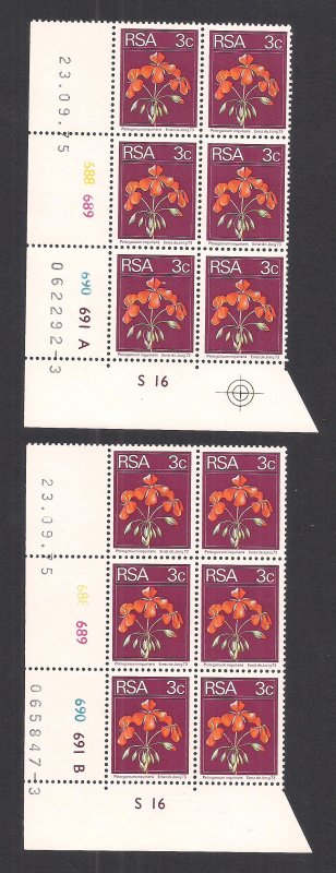 SOUTH AFRICA SC# 410  CONTROL B/6  CYLINDER #688-91  PANE A&B #3  FVF/MNH  1975