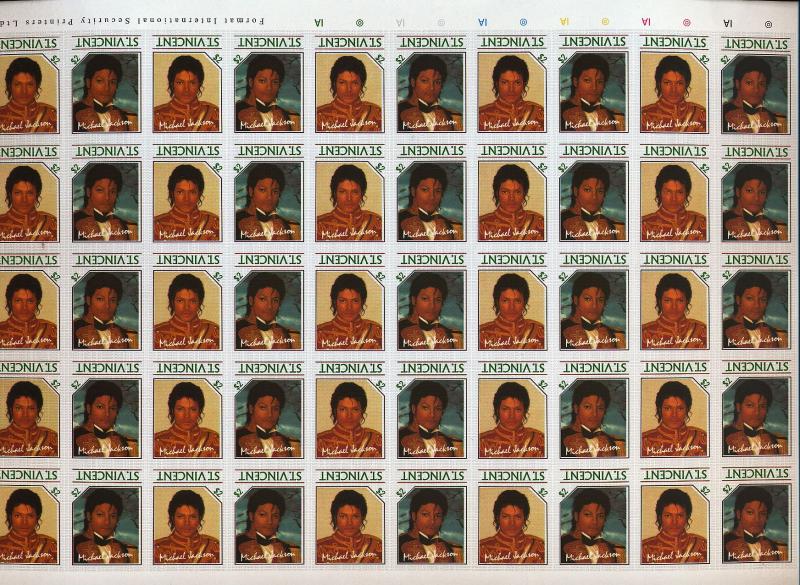 ST Vincent Michael Jackson Cinderella MNH Sheet Inverted Country Error(KR142