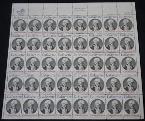 MALACK 1716 13c Lafayette, VF OG NH, Full Sheet, Pos..MORE.. sheet1716