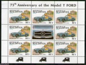 Maldive 1983 Classic Cars Mercedes-Benz Transport Sc 993 Sheetlet of 8 MNH #7722