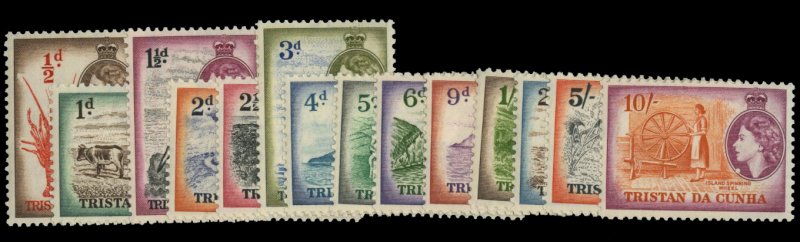 Tristan Da Cunha #14-27 Cat$57.50 (for hinged), 1954-56 QEII, complete set, v...