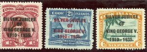 Cook Islands 1935 KGV Silver Jubilee set complete MNH. SG 113-115. Sc 98-100.