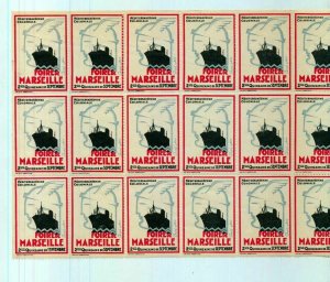 France Foire De Marseille Ship Block of 30 Poster Labels MNH(NT 3583