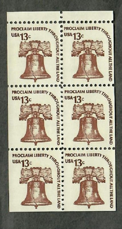 1595a Liberty Bell MNH Booklet Pane of 6