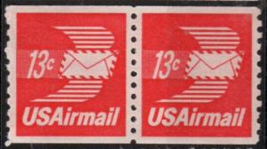 US Stamp #C83 MNH - Winged Envelope Airmail Coil Pair