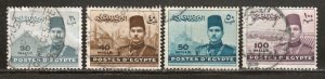 Egypt #234,235,236,237 ~ King Farouk & Pyramids ~ Used, MX  (1939)