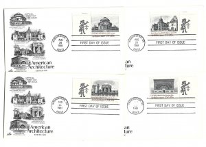 1928-31 Architecture 1981 ArtCraft, set of four Mr Zip, FDCs