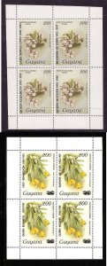 Guyana-Sc#1345-6 - id9-unused NH sheets-Queen Mother-Flowers-Orchids-1985-